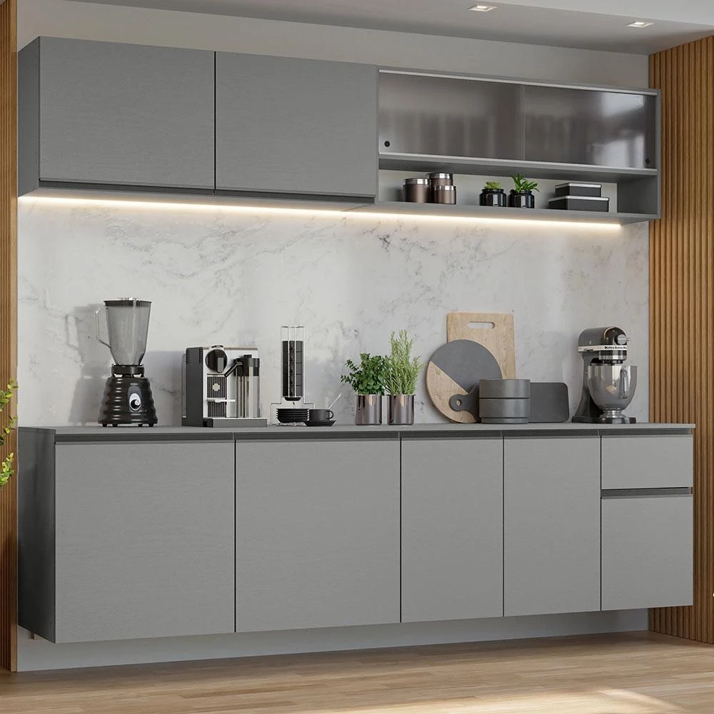 Armário de Cozinha Completa 240 cm Suspenso Nice Madesa — oferta Loja de Móveis Marília