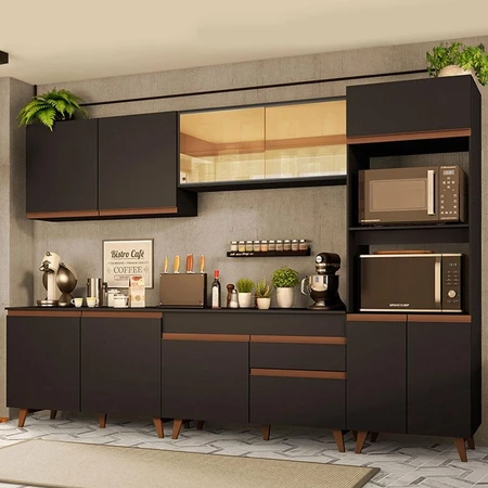 Cozinha Completa Madesa Reims 310001 com Armário e Balcão - Preto — oferta Loja de Móveis Marília — foto 1