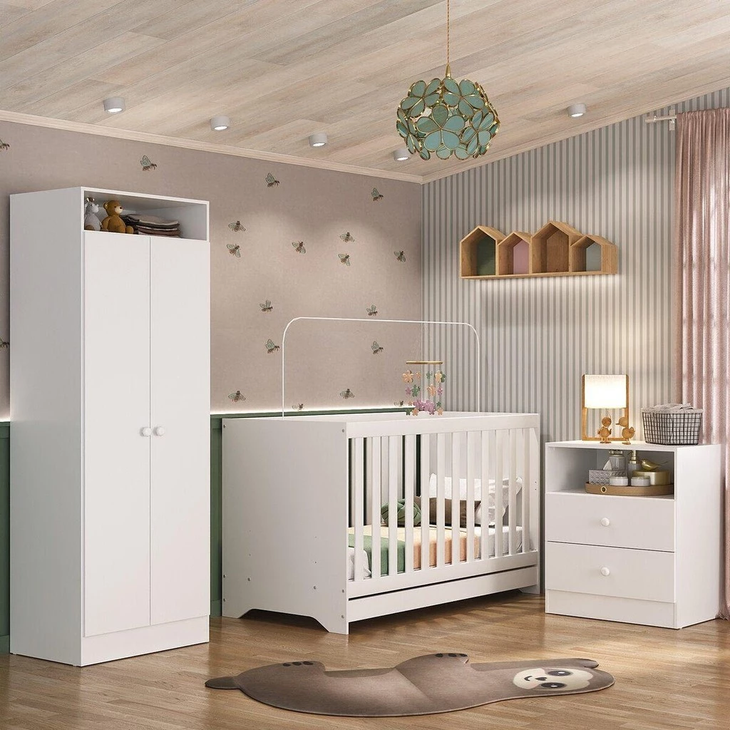 Quarto de Bebê Infantil Completo Encanto Multimoveis Branco — oferta Loja de Móveis Marília