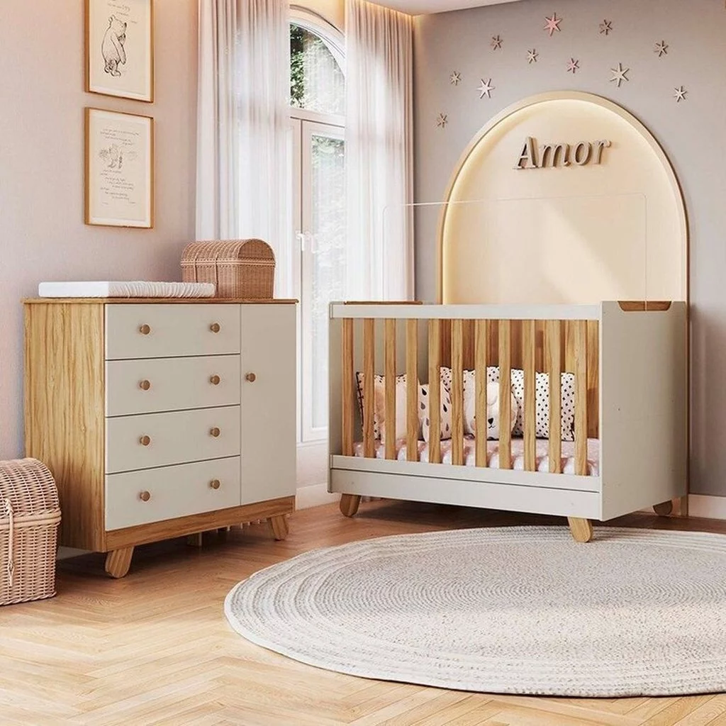 Quarto de Bebê com Cômoda 4 Gavetas e Berço Minicama 4 em 1 — oferta Loja de Móveis Marília — foto 1
