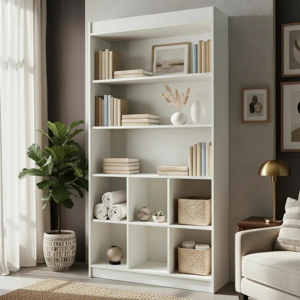 Armário multiuso MDF para guardar livros e decoração 90cm branco com portas