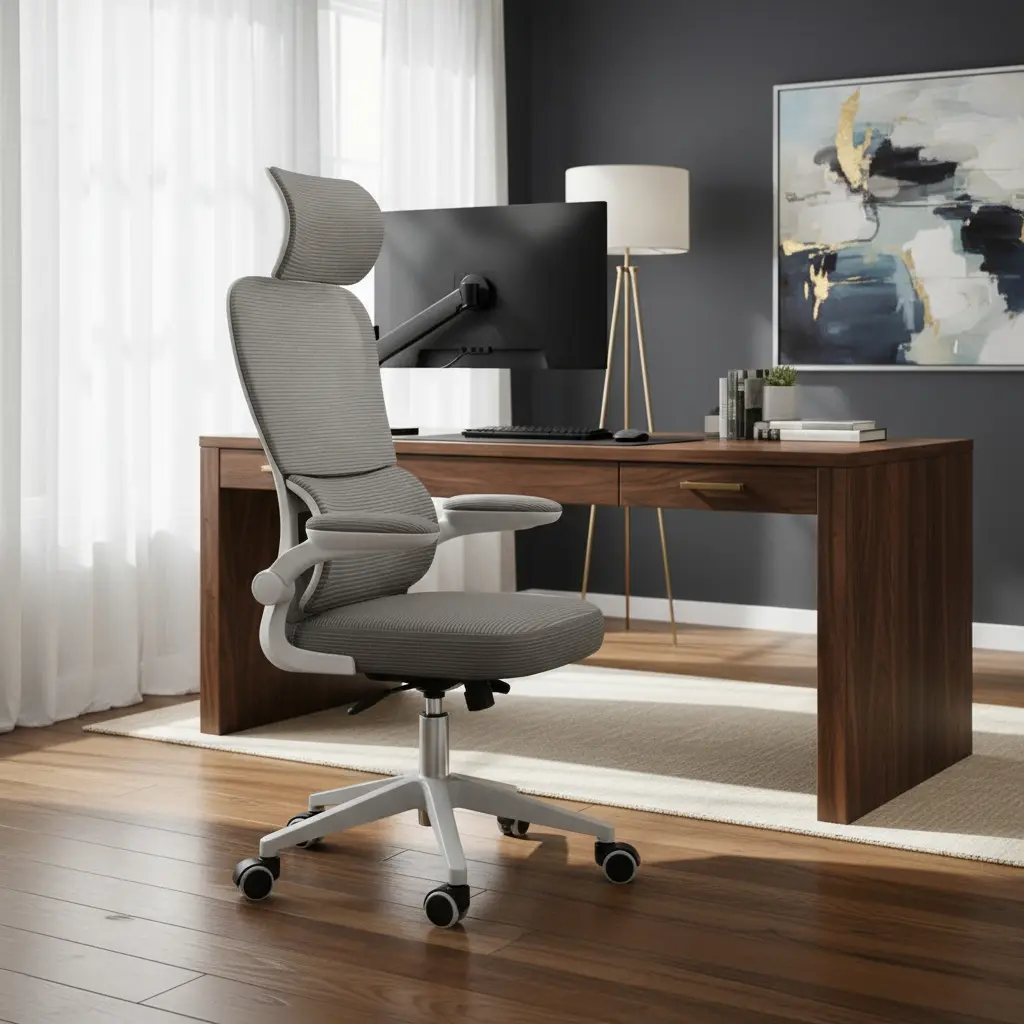 cadeira escritorio ergonomica luvinco g500 cinza 200kg com suporte lombar dinamico e apoio de braço ajustavel - mais vendida — foto 1
