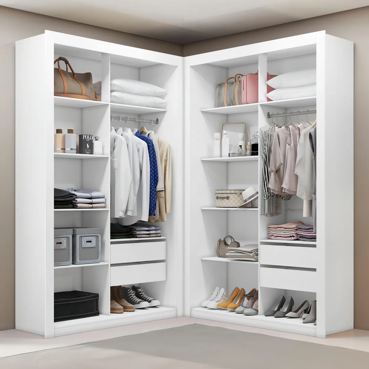 Closet solteiro 4 gavetas freijó branco Amoudi Móveis 133x208cm — foto 1