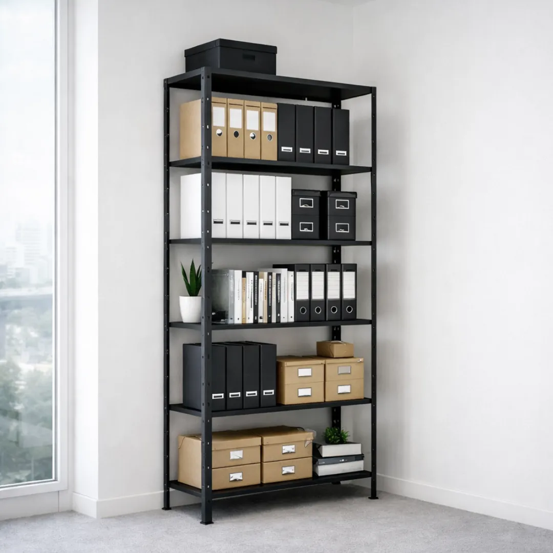 Estante prateleira de aço multiuso com 6 bandejas 90x198cm super resistente para organização de livros, pastas e documentos