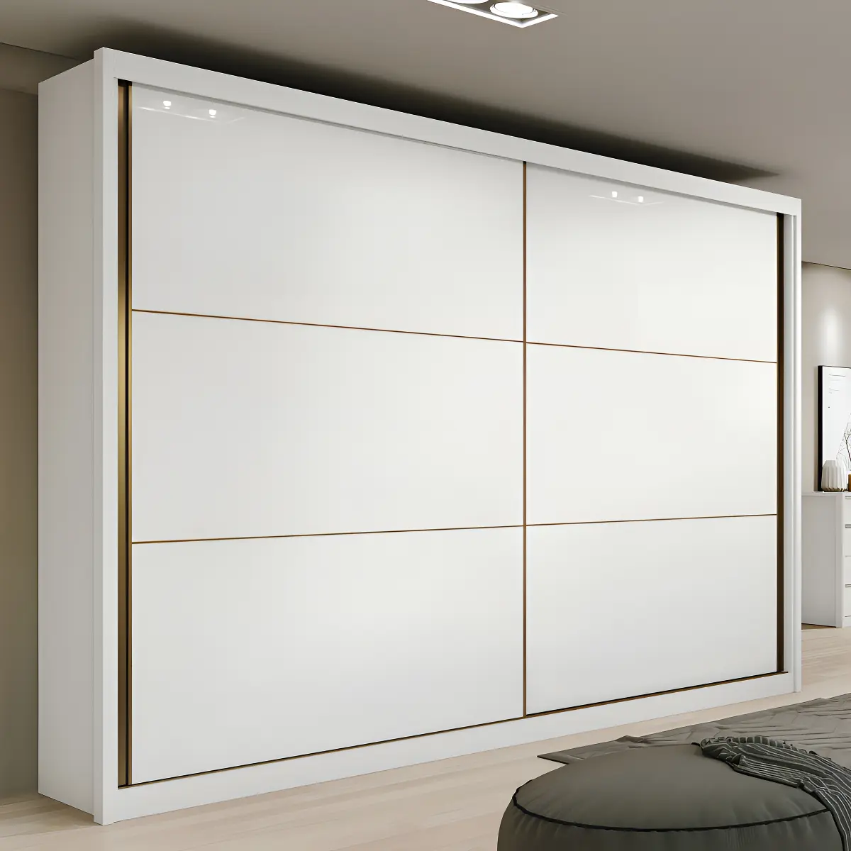Guarda-roupa casal Lopas branco em MDF com 2 portas de correr, 6 gavetas, nichos e cabideiros — foto 1