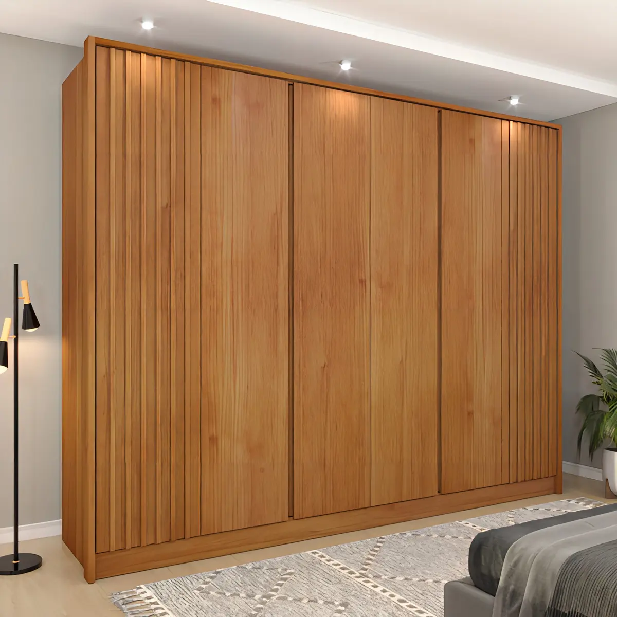 Guarda roupa casal ripado 6 portas com 6 gavetas Espresso Móveis 275cm cinamomo — foto 1