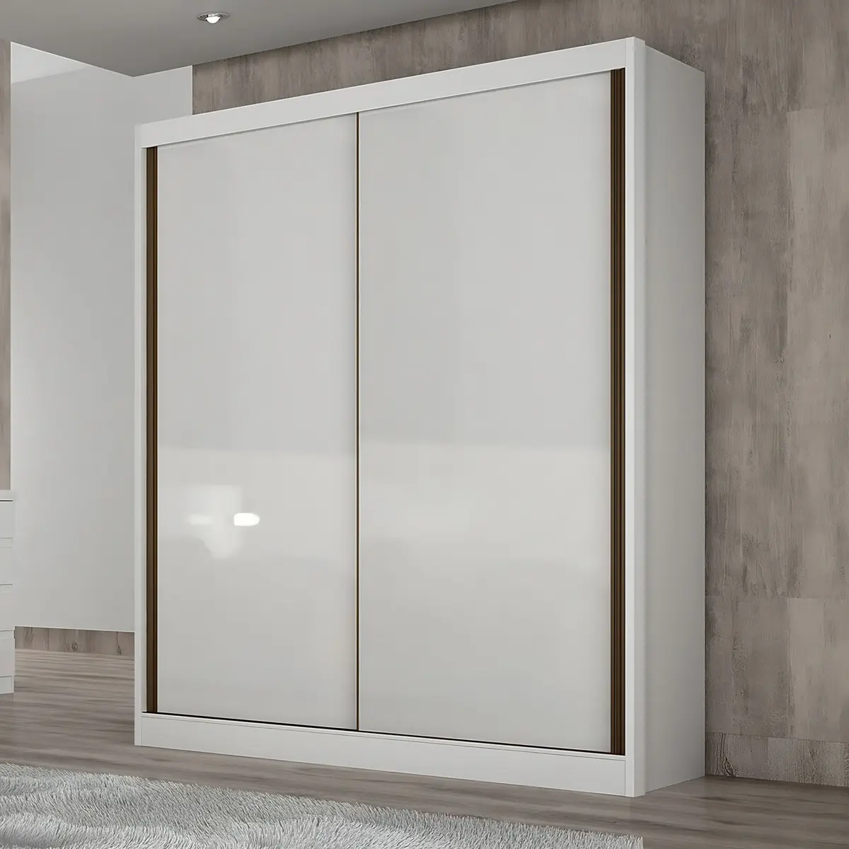 Guarda-roupa Montreal com 2 portas de correr e 3 gavetas da Novo Horizonte na cor branca — foto 1