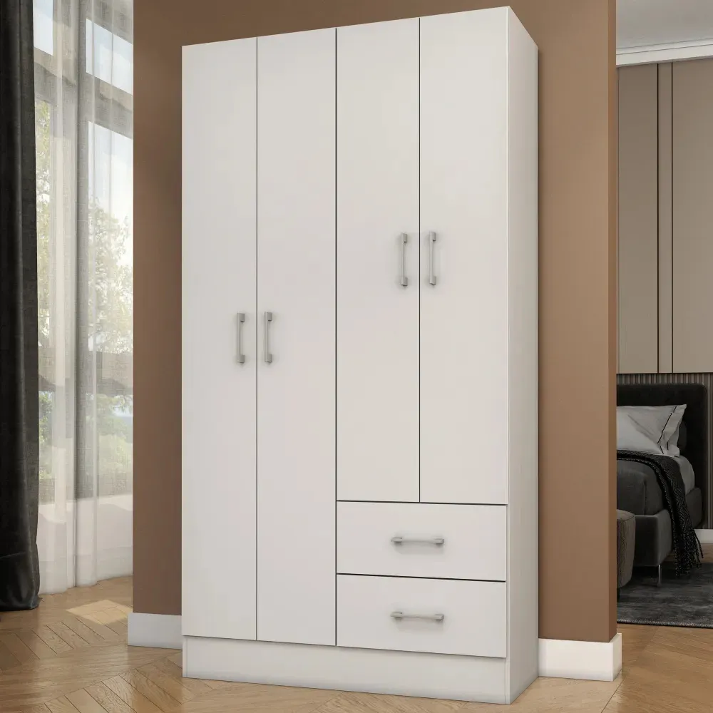 Guarda-roupa solteiro Panamá RP4020 com 4 portas, 2 gavetas e acabamento branco da marca Fellicci Móveis — foto 1