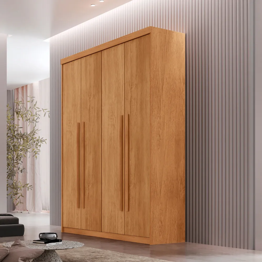 Guarda-roupa solteiro Heros com 4 portas e 2 gavetas na cor Naturalle da marca Rufato — foto 1