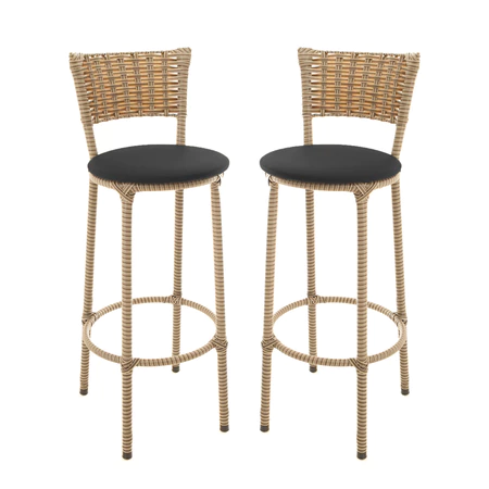 Kit 2 banquetas altas encapadas na cor capuccino com estrutura de aço para cozinha gourmet — foto 1