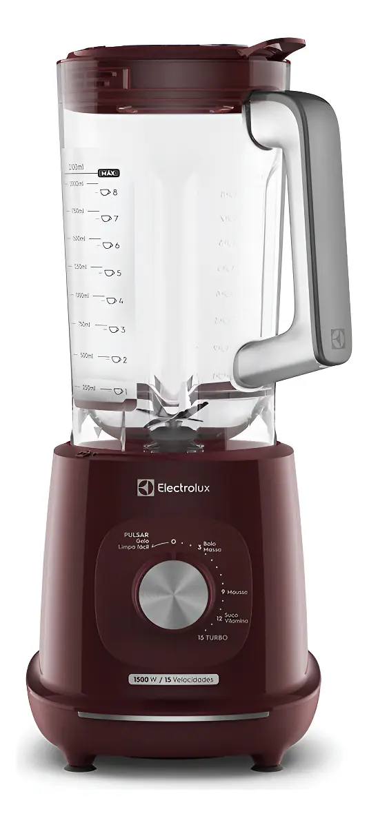 Liquidificador Electrolux 1500W 3.2L na cor bordô com 15 velocidades e tecnologia TriForce da linha Efficient — foto 1