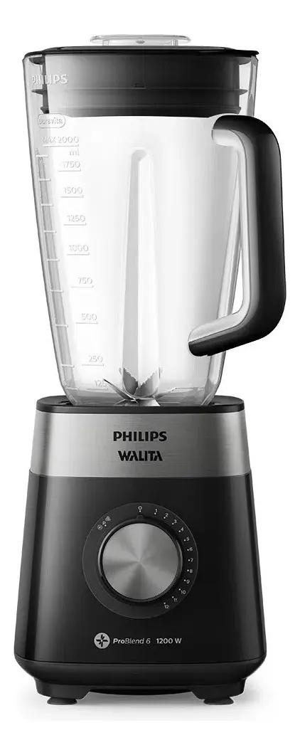 Liquidificador Philips Walita Série 5000 RI2242 1200W na cor preta com jarra inquebrável Tritan de 3L e 12 velocidades — foto 1
