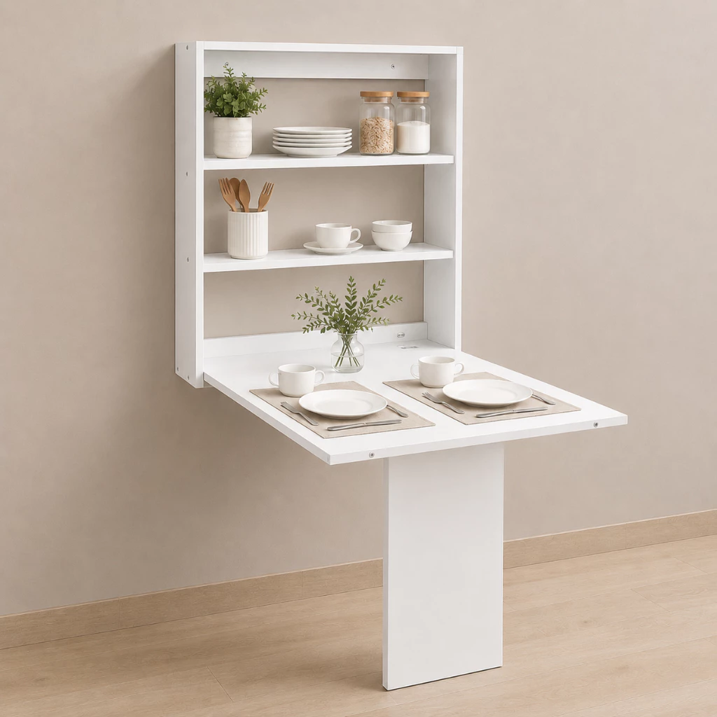 Mesa dobrável de parede retrátil em MDP para home office, cozinha e ambientes pequenos — foto 1