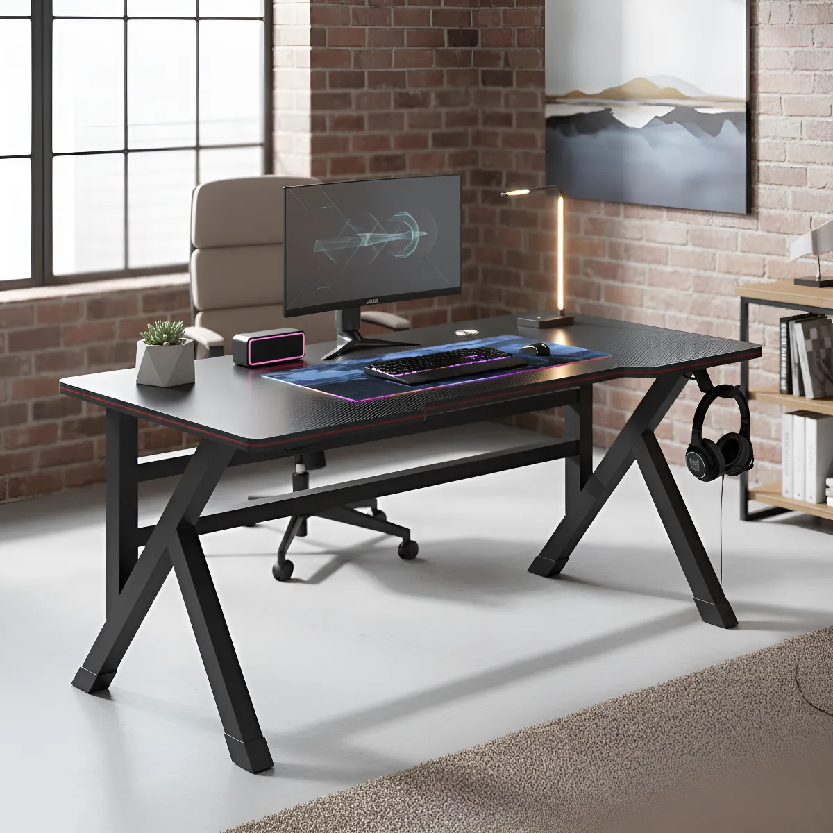 Mesa Gamer 100cm 200kg Porta USB Innovatech21 Preta/Branca Tampo 16mm - mesa gamer 180cm com suporte para monitor e organizador de cabos