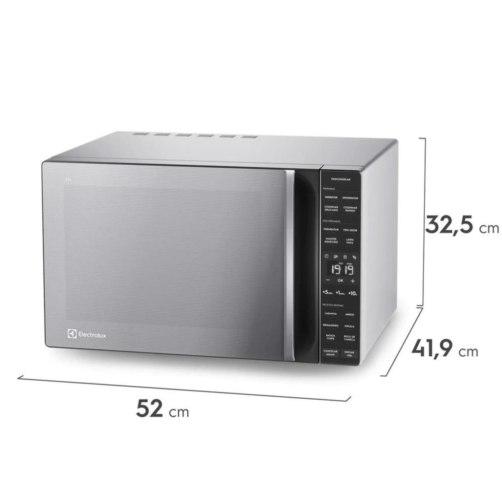 Micro-ondas Electrolux 36L na cor inox espelhado prata e preto com display digital e descongelamento assistido modelo ME36S — foto 1