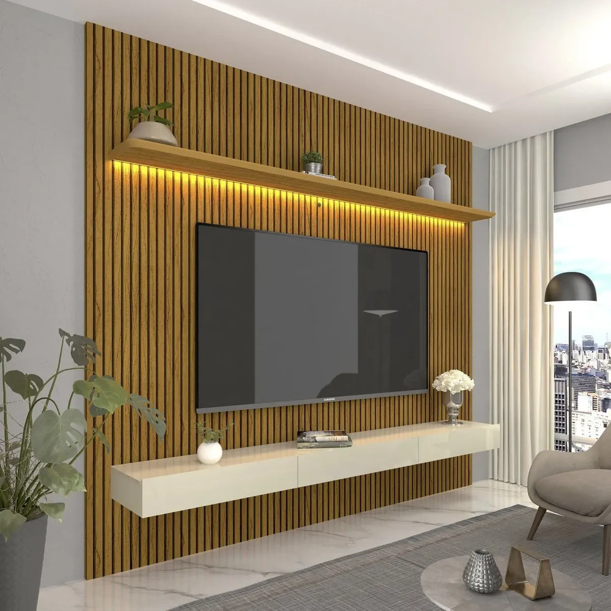 Painel para TV até 90 polegadas com impressão ripada e LED